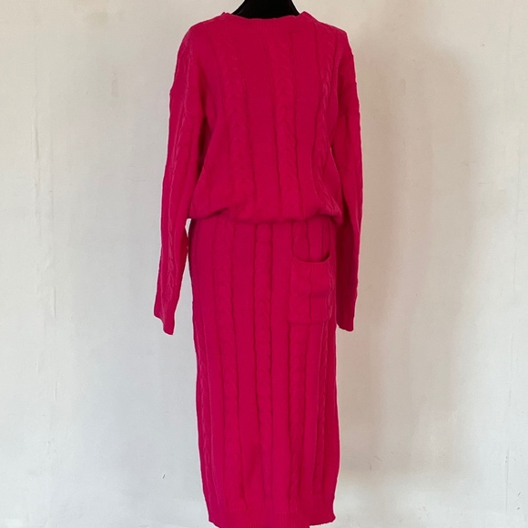 Dresses & Skirts - Bright Pink cable knit skirt set